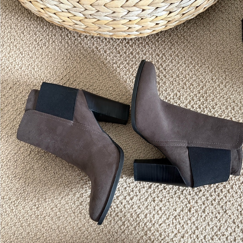 Call It Spring Brown Suede Block Heel Ankle Booties